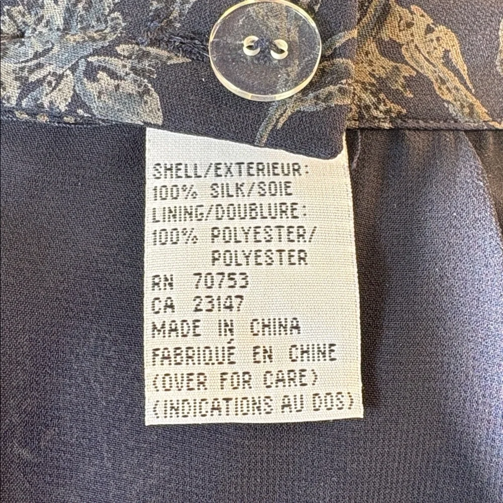 Talbots 100% Silk Long Skirt Lined Floral Paisley Blue size 12 Petite - Picture 9 of 10